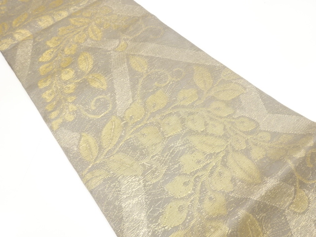 アンティーク　紗　斜め格子に藤模様織り出し袋帯（材料）